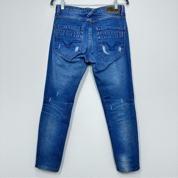 Folded & Hung Patchwork Slim Fit High Rise Medium Wash Denim Jeans Size 30‎ - Picture 6 of 7